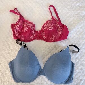 Victoria's Secret Pink and Bluish/gray Bras